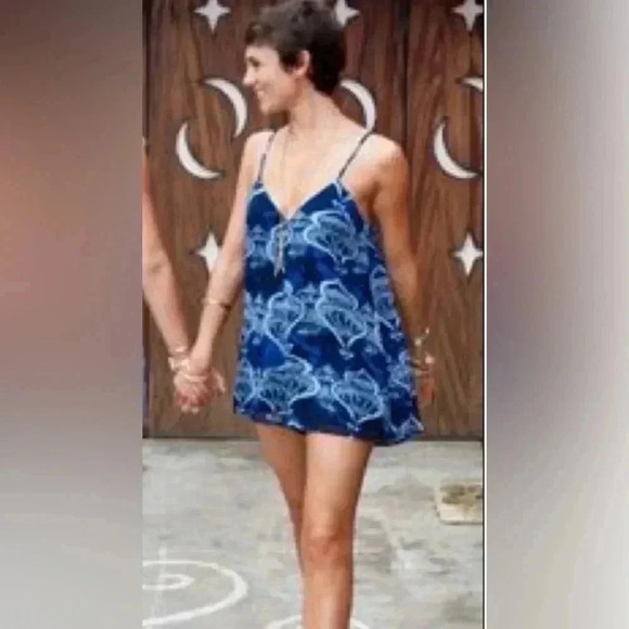 Show Me Your Mumu Romper Size M Navy Adjust Straps. Casual Flowy Oversized Party - Picture 8 of 12